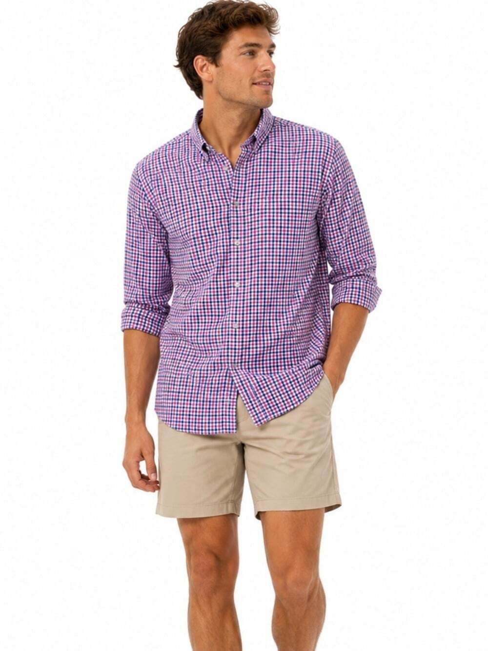 RODD & GUNN Sports Fit Pink Blue Gingham Checked Button Down Dress Shirt XL
